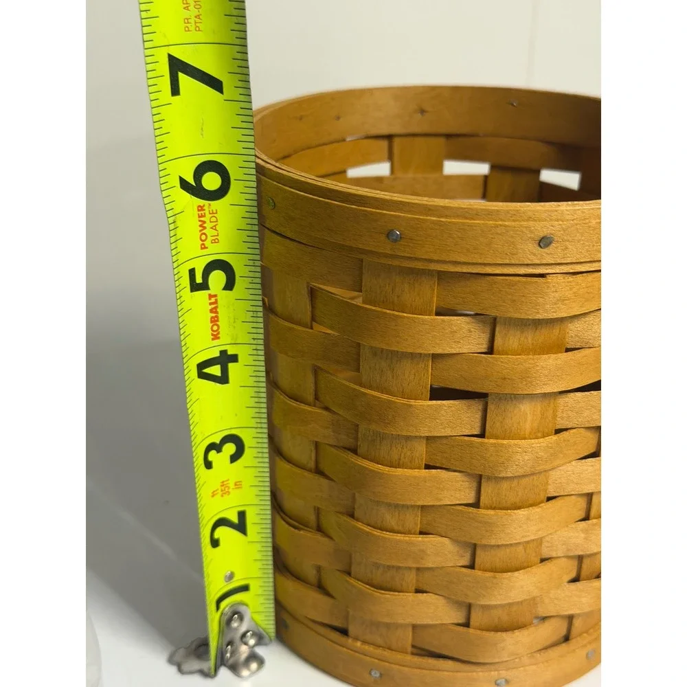 Longaberger Small Canister Basket Brown Wood Woven Kitchen Storage Lid 2004